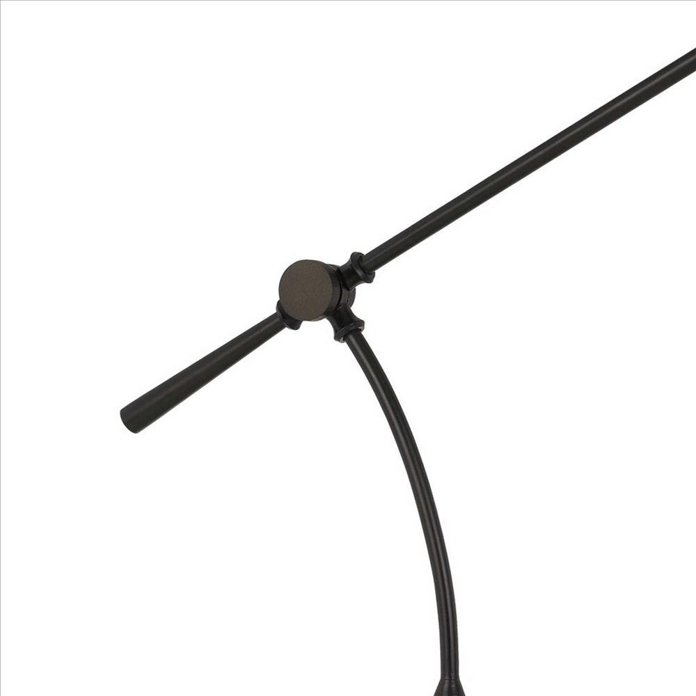 38" Metal Arm Desk Lamp with Cement Base, Black and White - BM233479