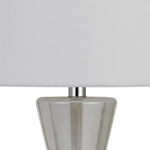 26" Glass Table Lamp with Hardback Shade, Silver and White - BM233490