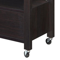 2 Drawer Wooden Kitchen Cart with Casters and 1 Open Shelf, Dark Brown - BM233696