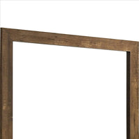 39 Inch Square Wooden Frame Rustic Mirror, Walnut - BM233728