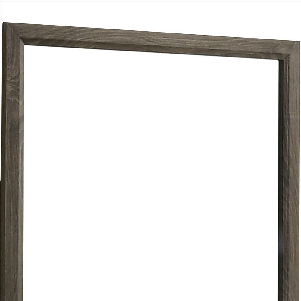 35 Inch Transitional Style Wooden Frame Mirror, Gray - BM233729