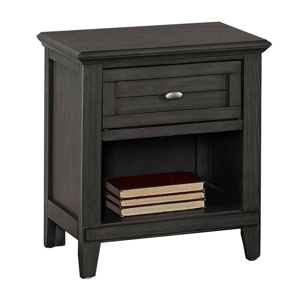 21 Inch 1 Drawer Nightstand with Bottom Shelf, Gray - BM233746