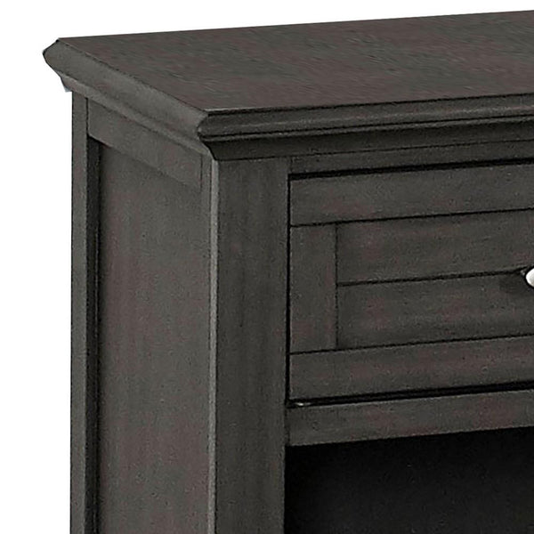 21 Inch 1 Drawer Nightstand with Bottom Shelf, Gray - BM233746