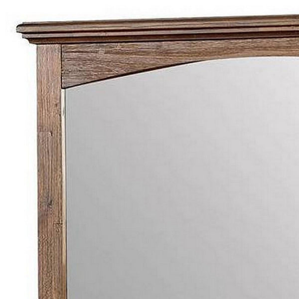 37 Inch Transitional Style Wooden Frame Mirror, Dark Oak - BM233755