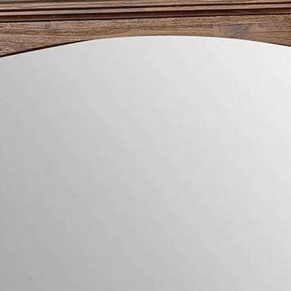 37 Inch Transitional Style Wooden Frame Mirror, Dark Oak - BM233755