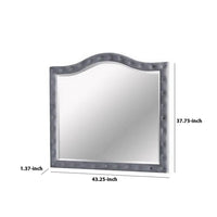 38 Inch Fabric Padded Frame Mirror with Button Tufting, Gray - BM233763