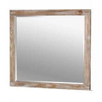 38 Inch Mirror with Rectangular Wooden Frame, Brown - BM233764