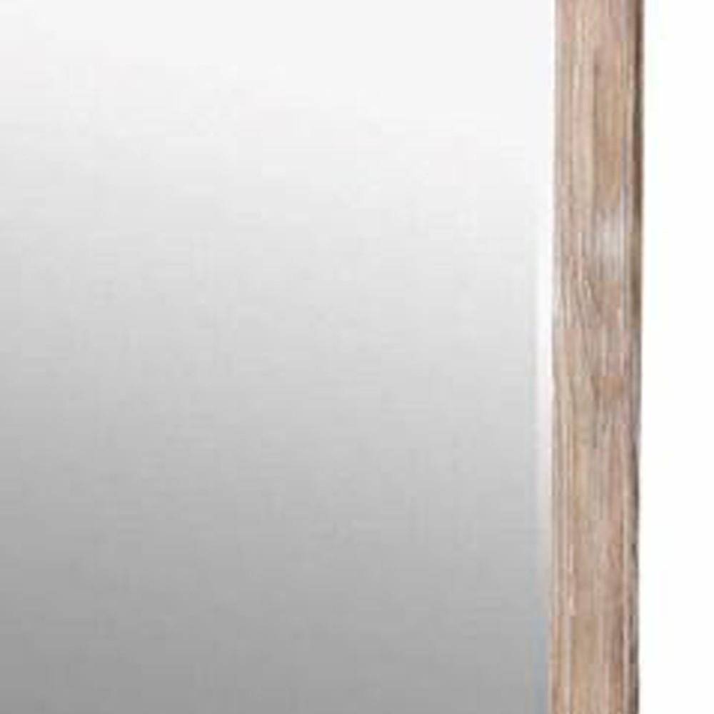 38 Inch Mirror with Rectangular Wooden Frame, Brown - BM233764