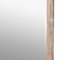 38 Inch Mirror with Rectangular Wooden Frame, Brown - BM233764