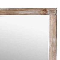 38 Inch Mirror with Rectangular Wooden Frame, Brown - BM233764