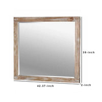 38 Inch Mirror with Rectangular Wooden Frame, Brown - BM233764