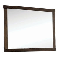 37 Inch Mirror with Rectangular Wooden Frame, Brown - BM233767