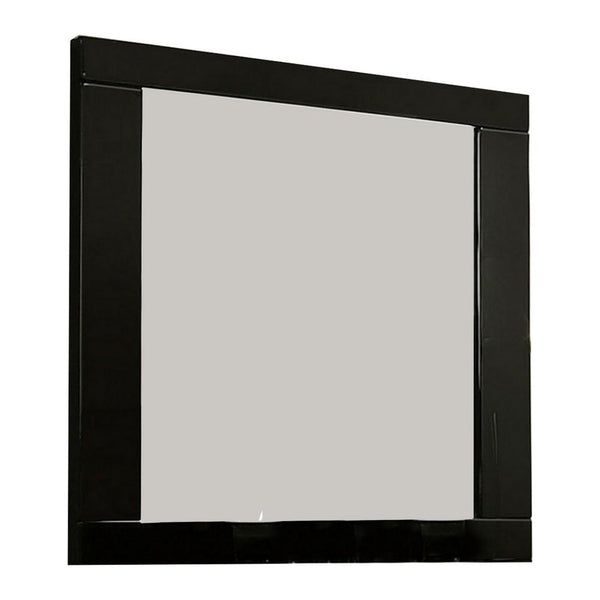 37 Inch Rectangular Mirror with Wooden Frame, Black - BM233769