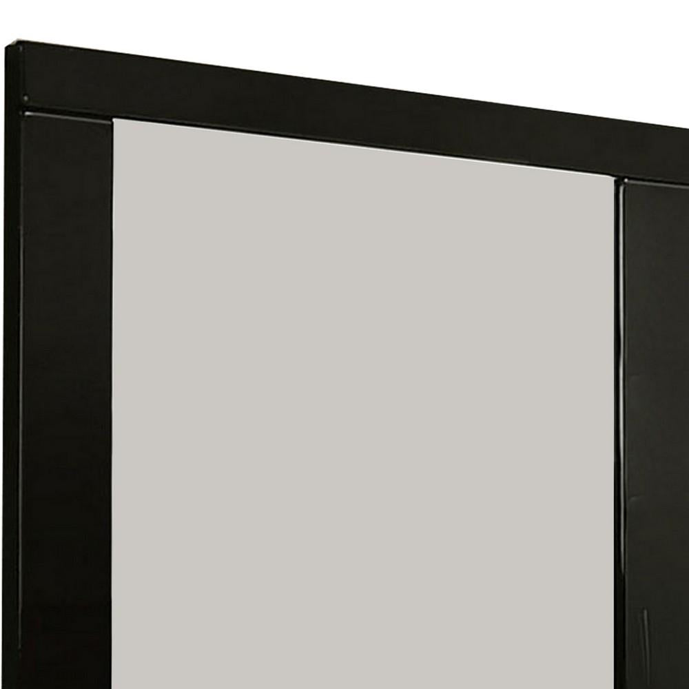 37 Inch Rectangular Mirror with Wooden Frame, Black - BM233769