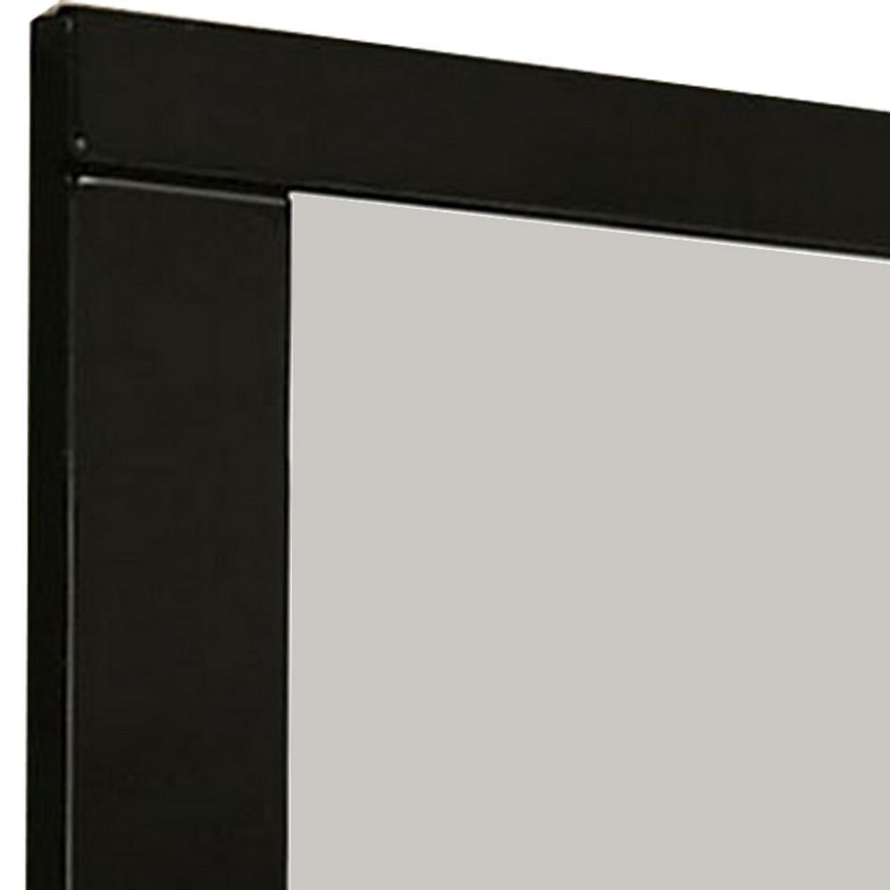 37 Inch Rectangular Mirror with Wooden Frame, Black - BM233769