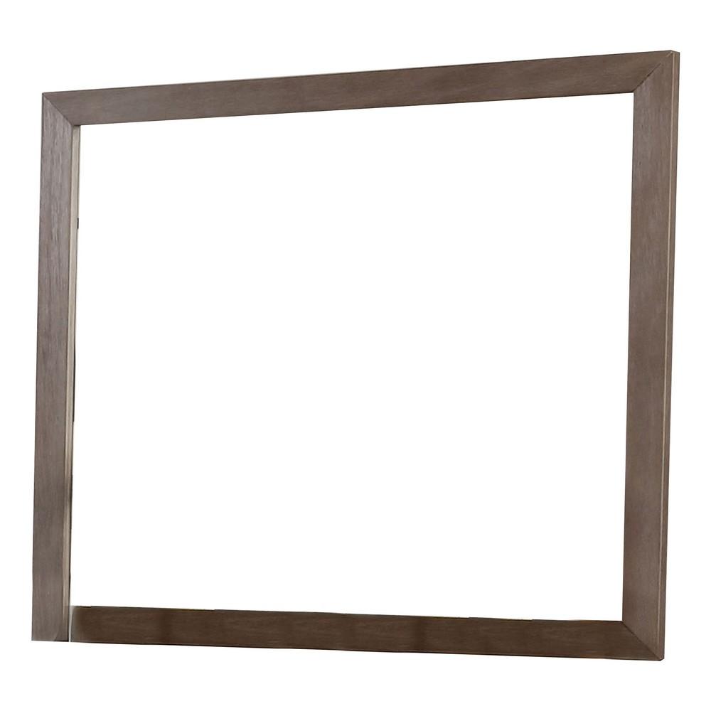 36 Inch Mirror with Rectangular Wooden Frame, Brown - BM233770