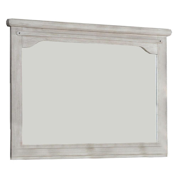 36 Inch Mirror with Chiseled Inner Wooden Frame, White - BM233771