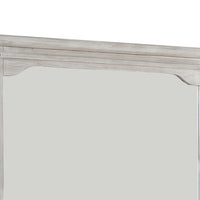 36 Inch Mirror with Chiseled Inner Wooden Frame, White - BM233771