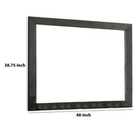 39 Inch Mirror with Rectangular Wooden Frame, Dark Gray - BM233775