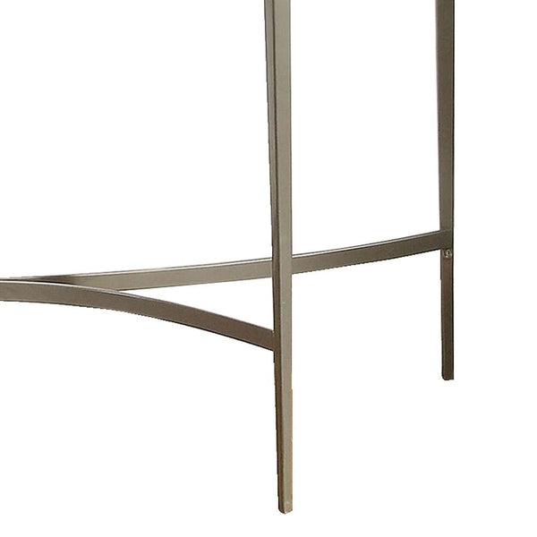 Semicircular Glass Top Sofa Table with Sleek Tapered Legs, Silver - BM233795