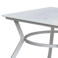 Plank Top Aluminum Patio Table with Flared Legs, White - BM233798