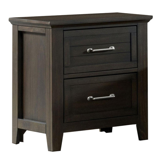 2 Drawer Wooden Nightstand with Plank Style Front, Brown - BM233833