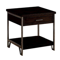 1 Drawer Wooden End Table with Metal Frame, Brown - BM233838
