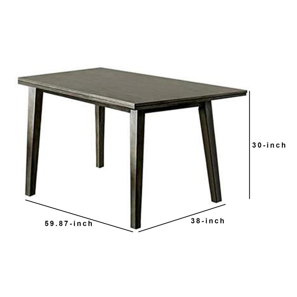 Rectangular Wooden Dining Table with Tapered Block Legs, Gray - BM233841