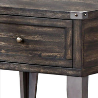 1 Drawer Wooden End Table with Metal Angled Legs, Brown - BM233853