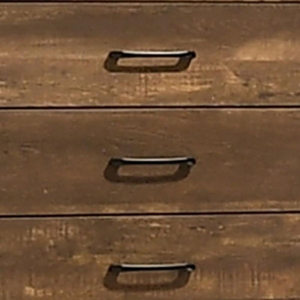 5 Drawer Wooden Chest with Grain Details, Walnut Brown - BM233856