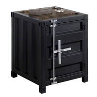 Industrial Style End Table with Sliding Door Storage, Black - BM233861