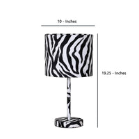 Fabric Wrapped Table Lamp with Animal Print, White and Black - BM233929