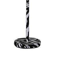 Fabric Wrapped Floor Lamp with Animal Print, White and Black - BM233931