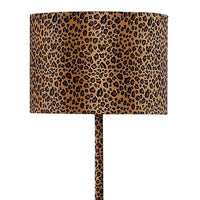 Fabric Wrapped Floor Lamp with Dotted Animal Print, Brown and Black - BM233932