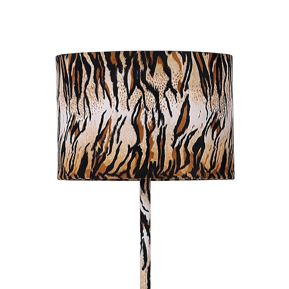 Fabric Wrapped Floor Lamp with Animal Print, Yellow and Black - BM233936