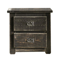 Plank Design 2 Drawer Wooden Nightstand with Bail Pulls, Black - BM235418