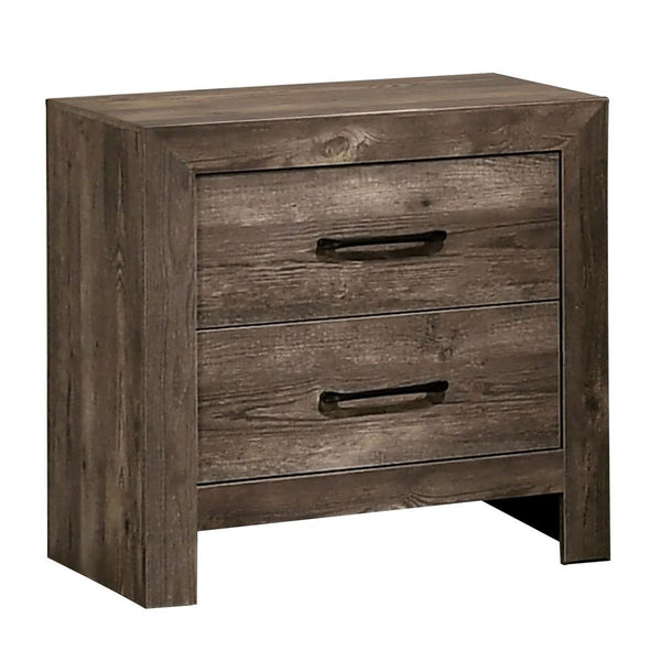 Farmhouse Style 2 Drawer Wooden Nightstand with Panel Base, Natural Brown - BM235448