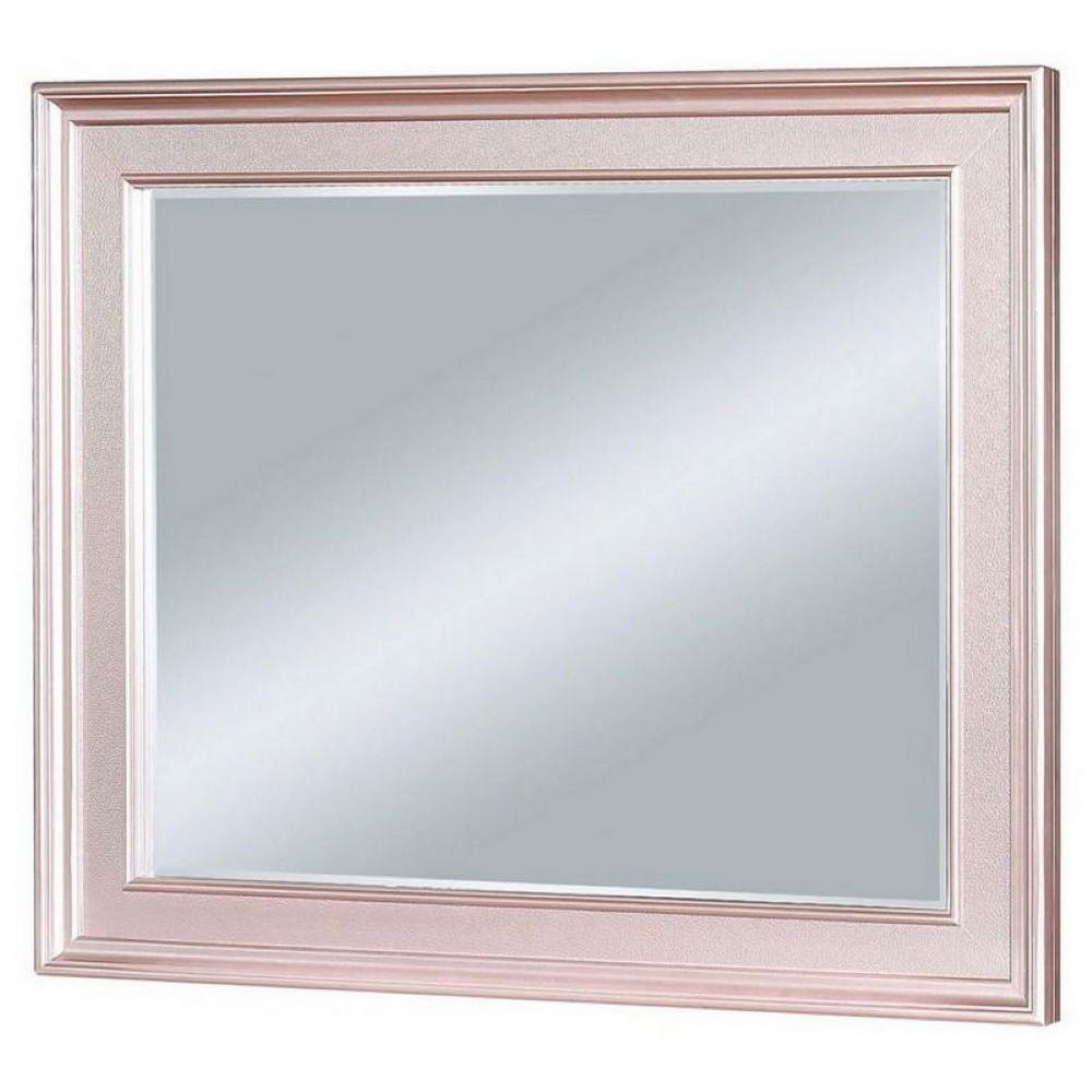 64 Inch Contemporary Style Wooden Frame Mirror, Rose Pink - BM235460