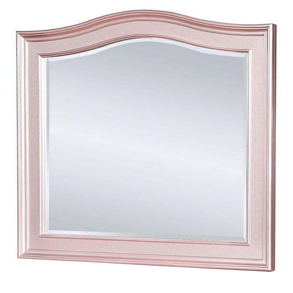 46 Inch Contemporary Style Wooden Frame Mirror, Rose Pink - BM235461