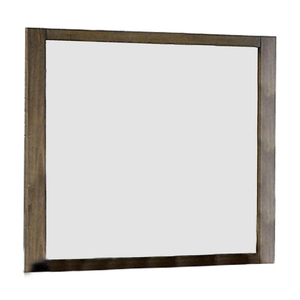 40 Inch Rectangular Wooden Frame Contemporary Mirror, Brown - BM235463