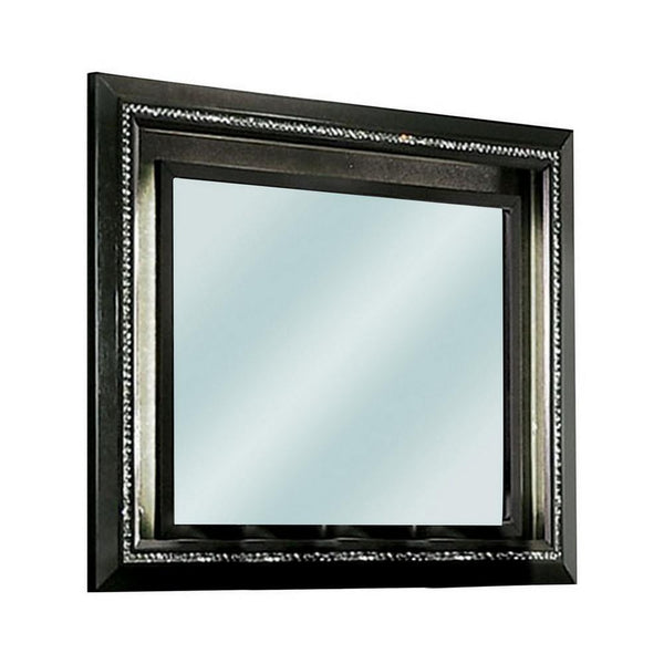 46 Inch Contemporary Style Wooden Mirror, Metallic Gray - BM235480