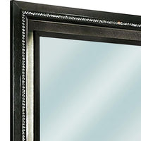 46 Inch Contemporary Style Wooden Mirror, Metallic Gray - BM235480