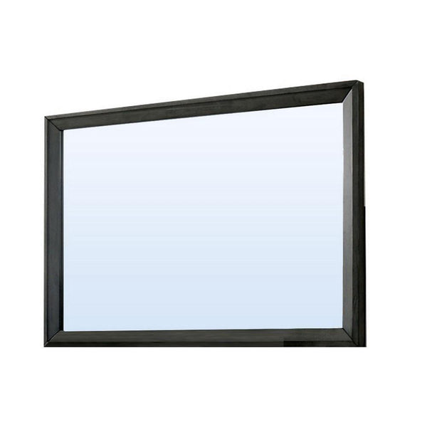 45 Inch Rectangular Wooden Frame Contemporary Mirror, Gray - BM235481
