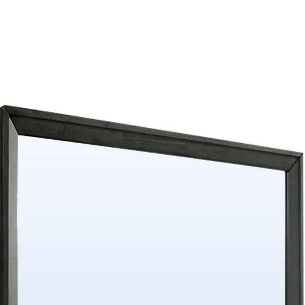 45 Inch Rectangular Wooden Frame Contemporary Mirror, Gray - BM235481