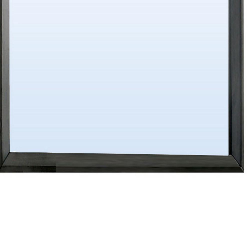 45 Inch Rectangular Wooden Frame Contemporary Mirror, Gray - BM235481