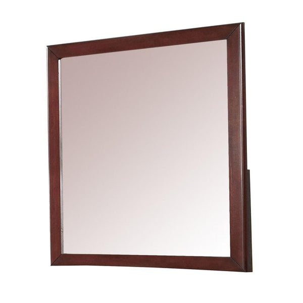 Rectangular Wooden Frame Mirror with Mounting Hardware, Cherry Brown - BM235510