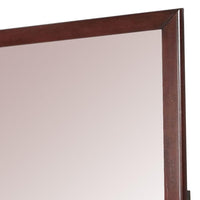 Rectangular Wooden Frame Mirror with Mounting Hardware, Cherry Brown - BM235510