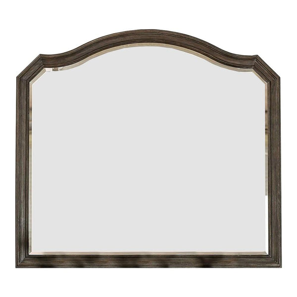43.5 Inches Scalloped Mirror with Molded Details, Brown - BM235524