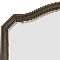 43.5 Inches Scalloped Mirror with Molded Details, Brown - BM235524