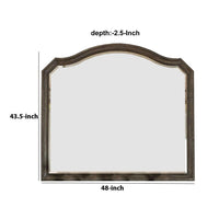 43.5 Inches Scalloped Mirror with Molded Details, Brown - BM235524